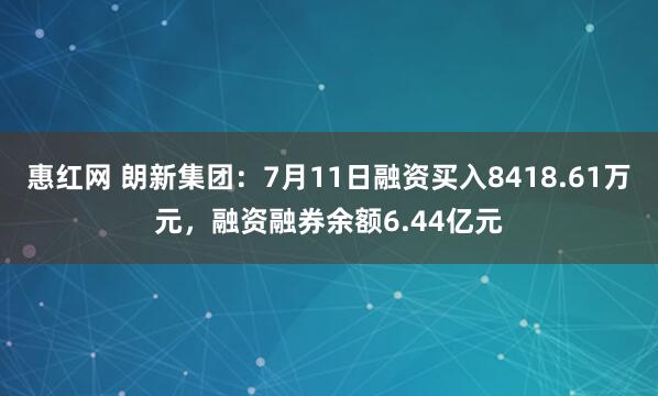 惠红网 朗新集团：7月11日融资买入8418.61万元，融资融券余额6.44亿元